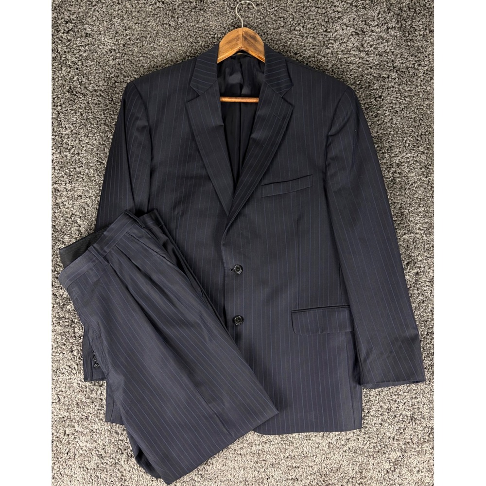 Brooks Brothers Vitale Barberis Canonico Suit Mens 44R W39 Navy Pinstripe Wool